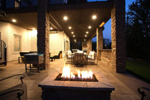 outdoor deck fireplace